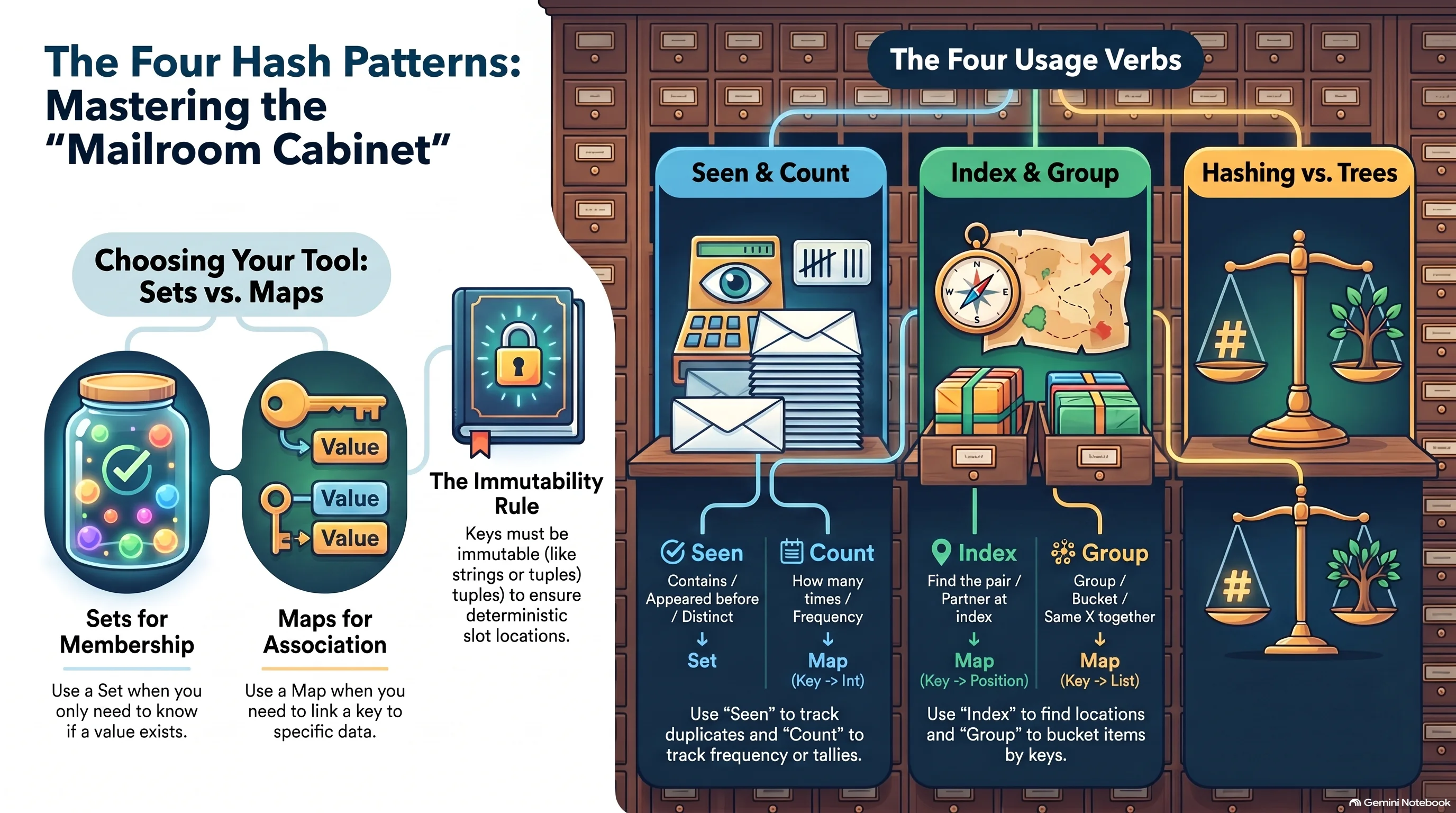 At-a-glance infographic for The Four Hash Patterns