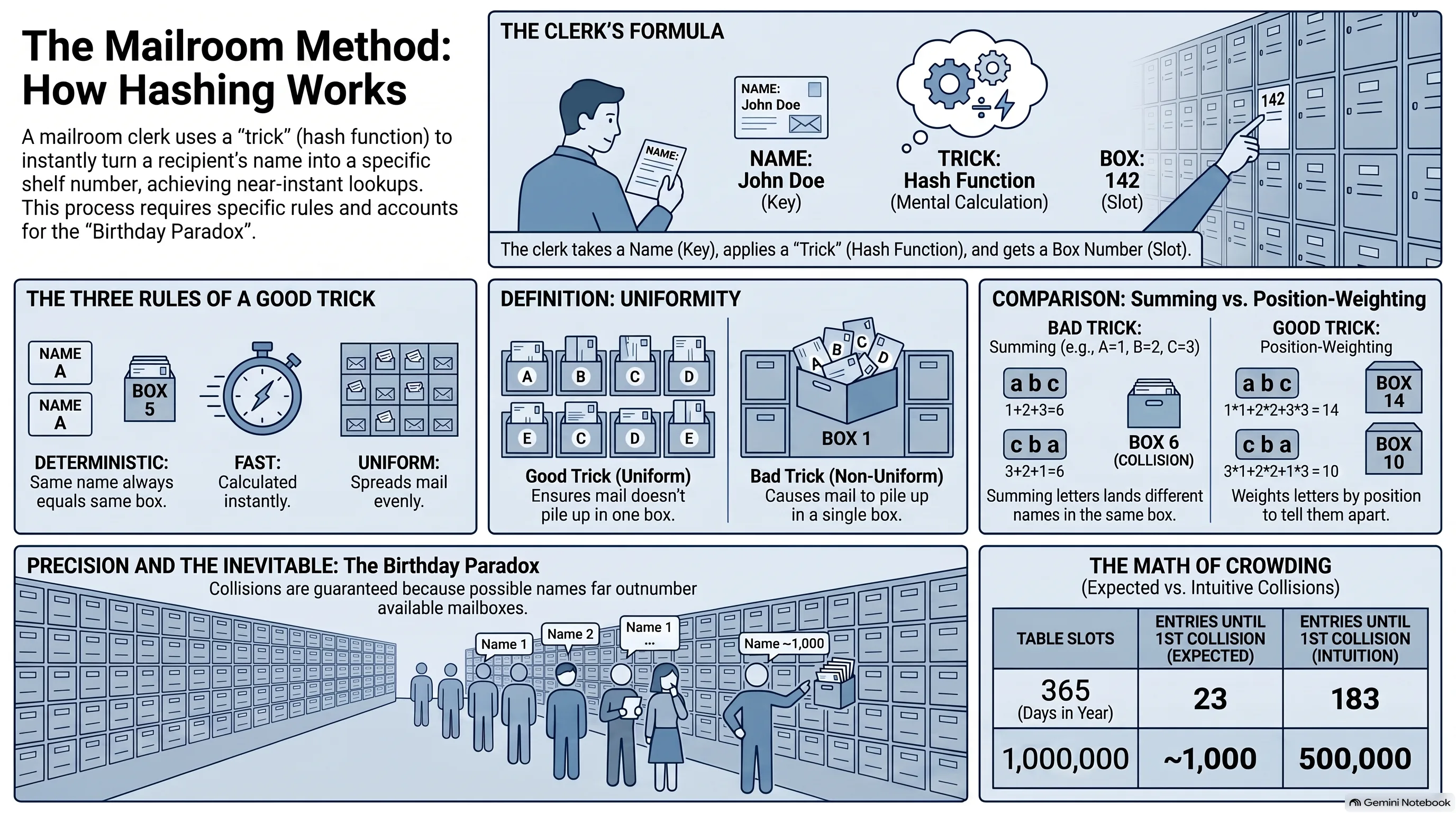 At-a-glance infographic for Hashing Fundamentals